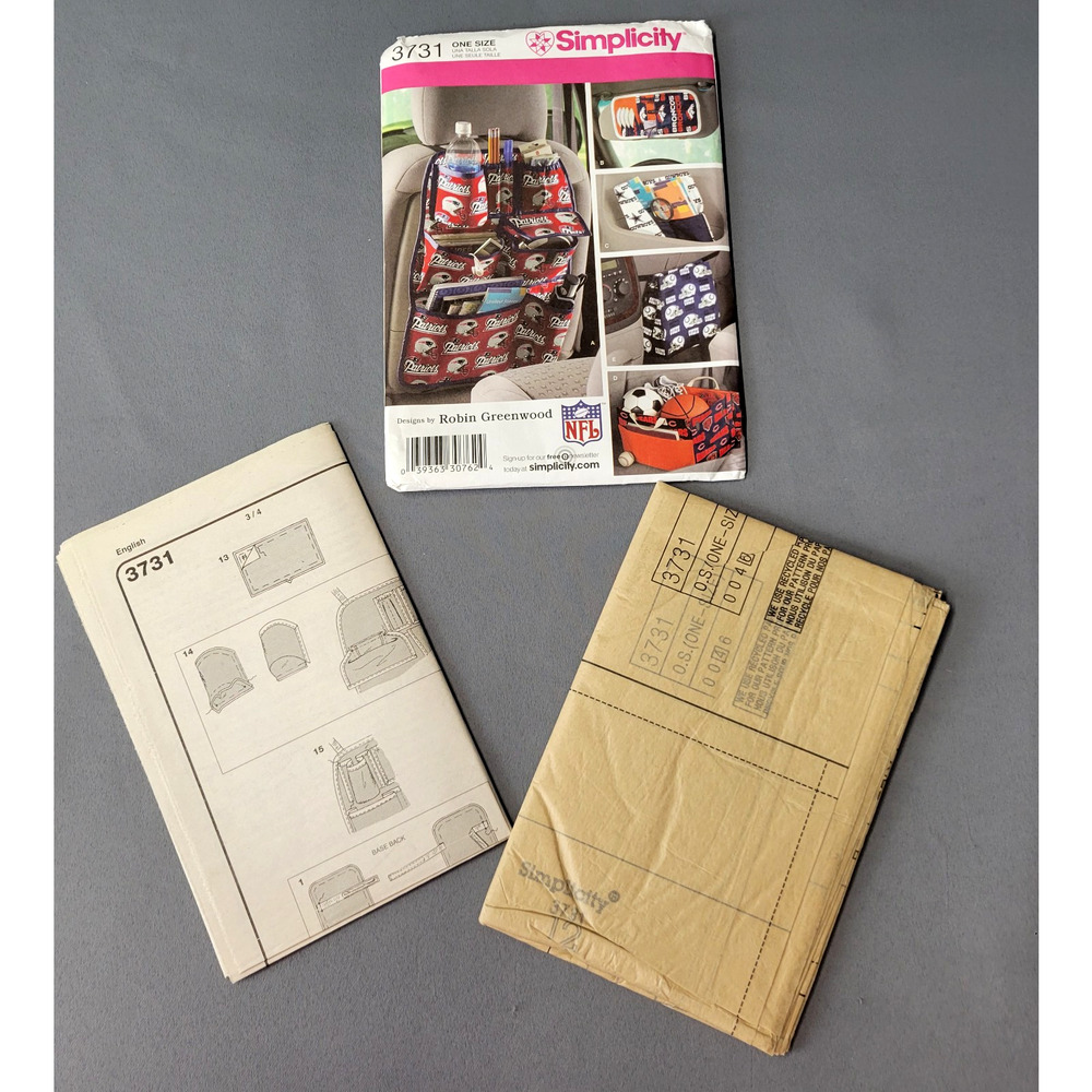 Simplicity‎ Sewing Pattern #3731 Car Organizer Craft NFL Robin Green 2007 UNCUT